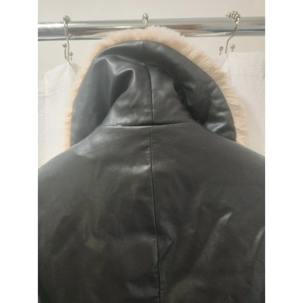 VTG Inspired Girls‎ Dark Brown Faux Fur & Faux  Leather Lined Belted Jacket Sz L